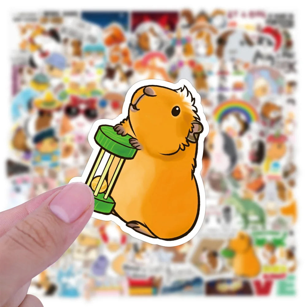50PCS cartoon cute little pet hamster decorative style graffiti stickers, personalized, fashionable and creative trend DIY exquisite decorative decal cups, helmets, skateboard popular sticker toys