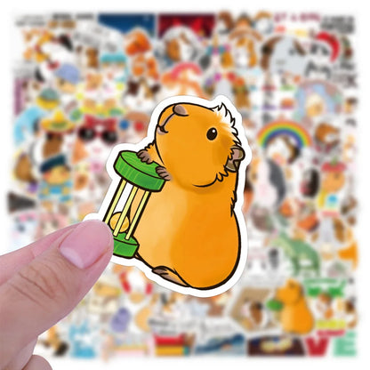 50PCS cartoon cute little pet hamster decorative style graffiti stickers, personalized, fashionable and creative trend DIY exquisite decorative decal cups, helmets, skateboard popular sticker toys