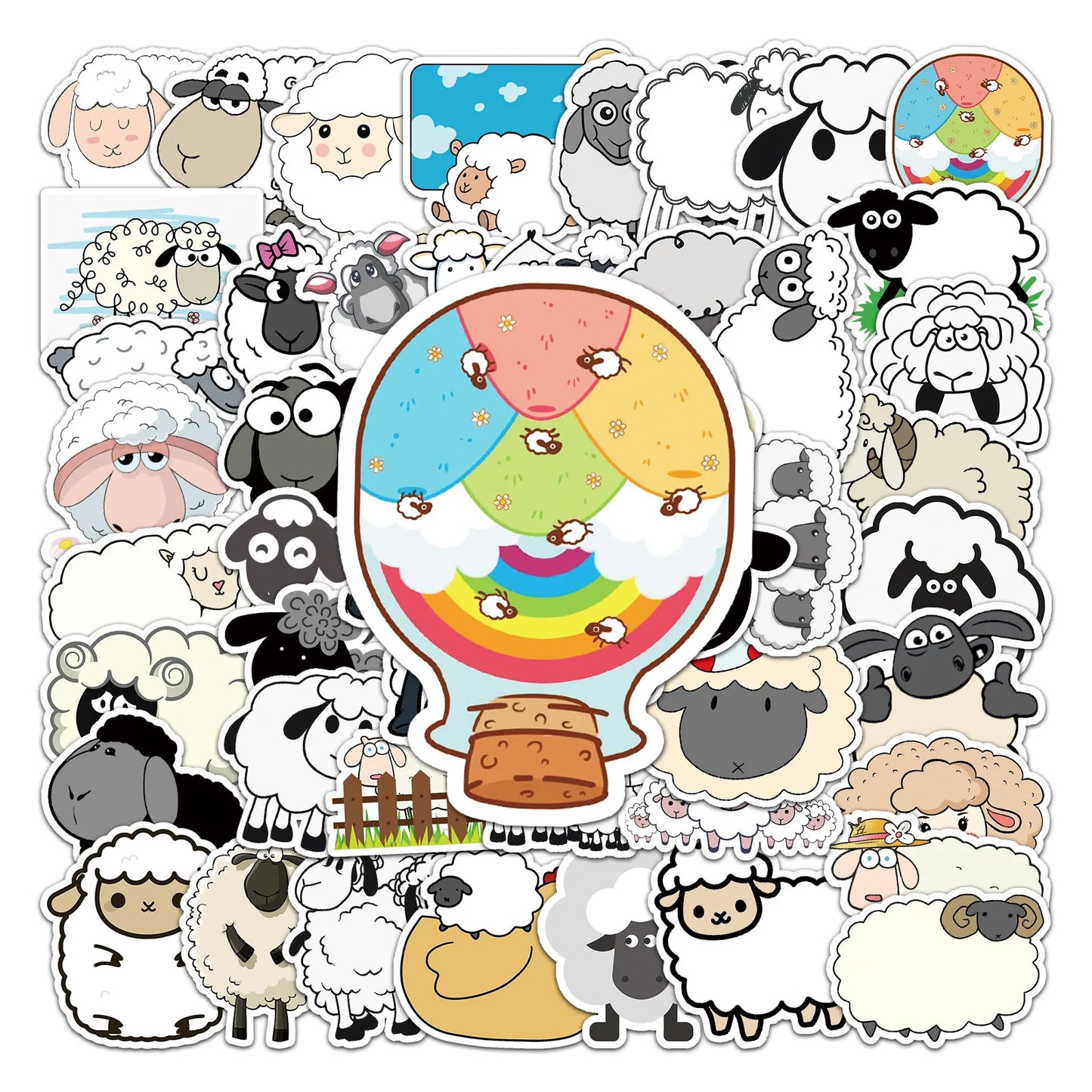 50PCS Cute Lamb Personality Cartoon Animal Graffiti Waterproof Sticker Suitcase Notebook Stationery Box Water Cup