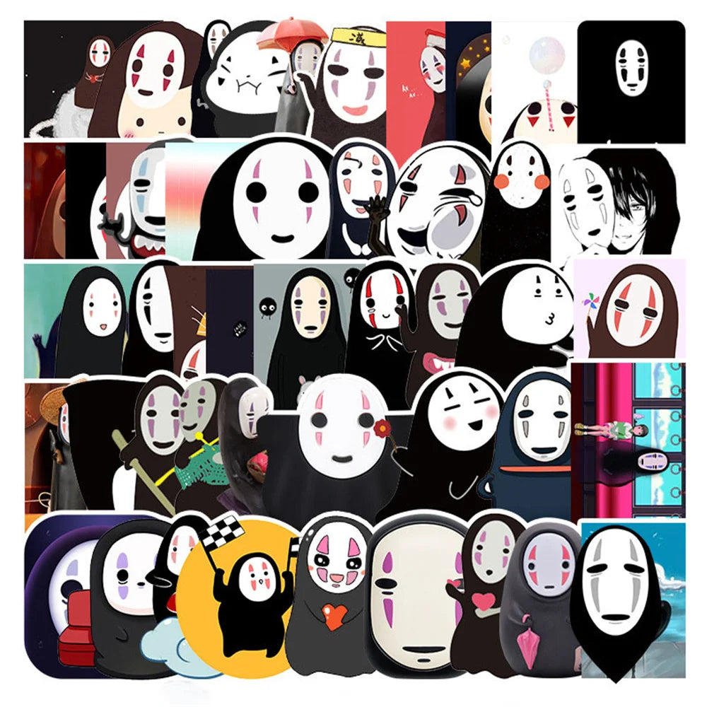 50PCS Cartoon Faceless Man Chihiro Personalized Decoration Graffiti Waterproof Sticker Suitcase Notebook WaterCup