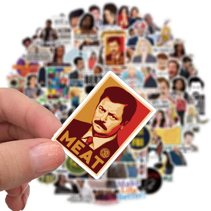50PCS American Drama Park and Recreation Graffiti Waterproof Sticker Suitcase Notebook Mobile Phone Refrigerator
