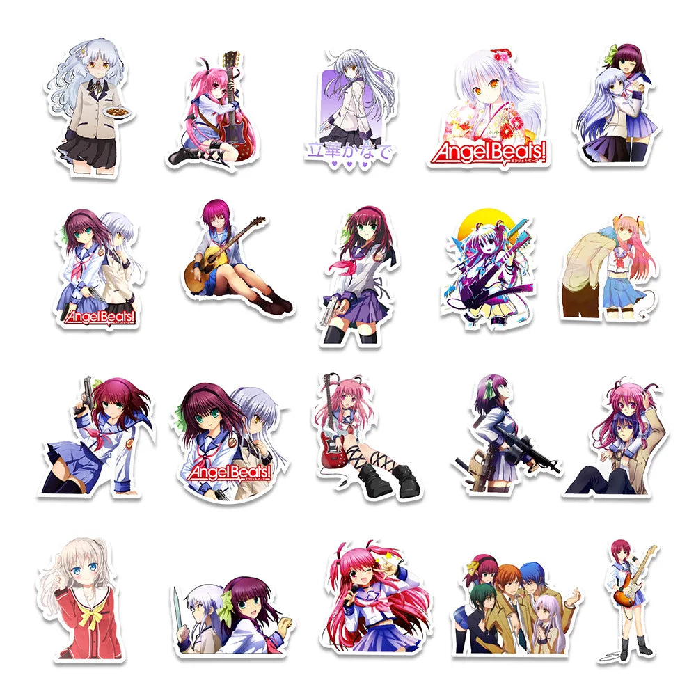 50 pieces of cartoon Riman Angel heartbeat doodle stickers, personalized DIY car trunk, scooter, laptop, phone case waterproof decorative sticker toys