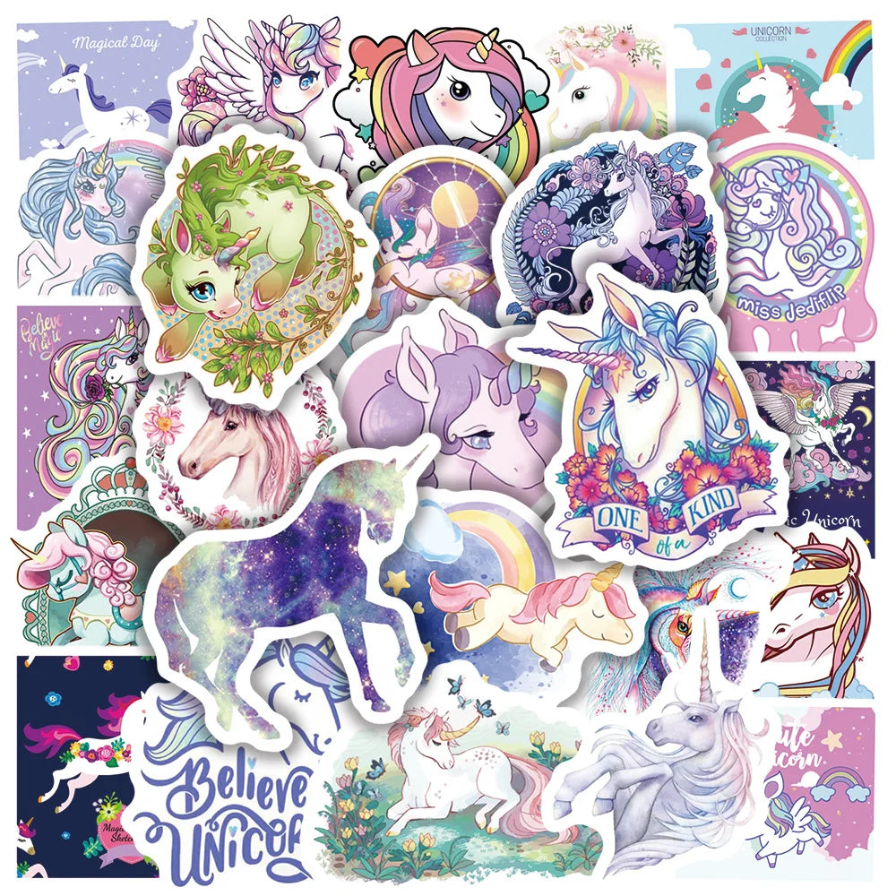 50PCS Cartoon Fairy Unicorn Personality Graffiti Sticker Water Cup Suitcase Notebook Motorcycle Skateboard Guitar