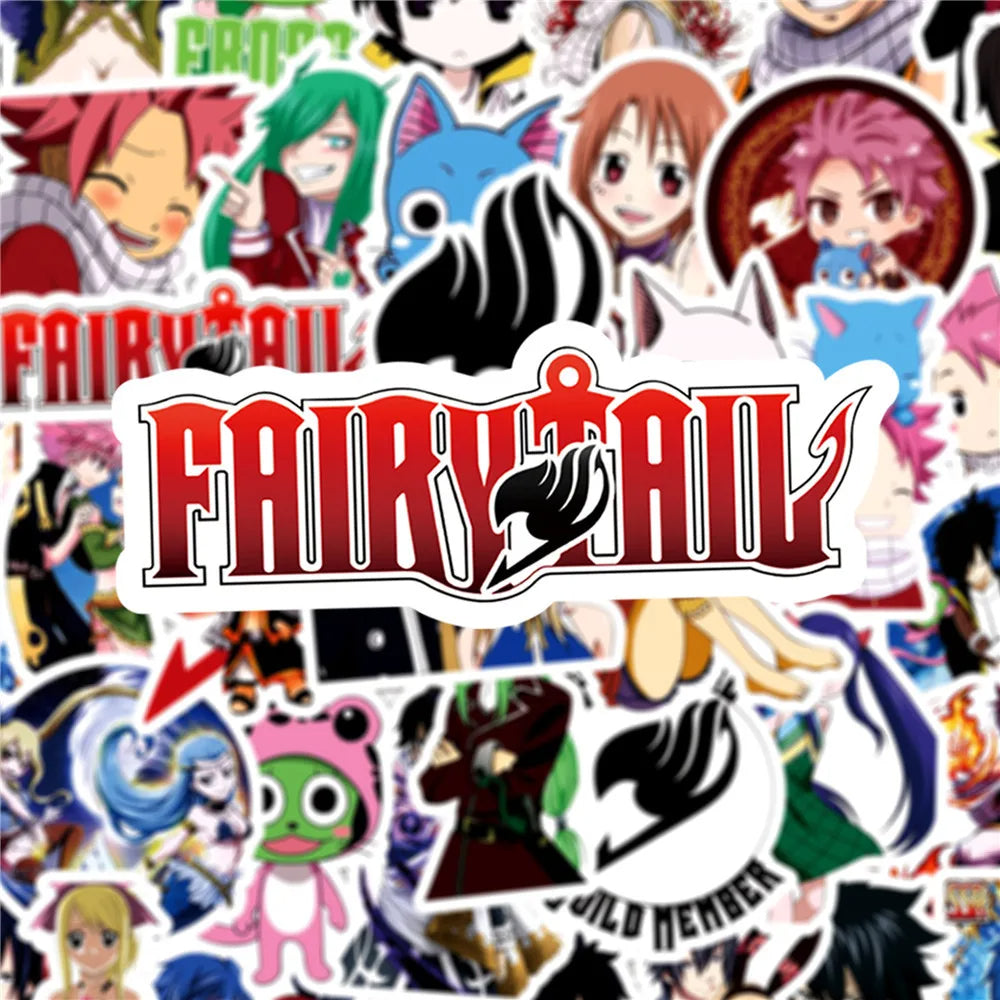 50PCS Anime Fairy Tail Cartoon Graffiti Stickers Mobile Phone Trunk Notebook Car Helmet Non-repetitive Decorative Stickers