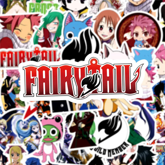 50PCS Anime Fairy Tail Cartoon Graffiti Stickers Mobile Phone Trunk Notebook Car Helmet Non-repetitive Decorative Stickers