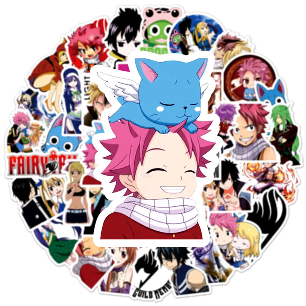 50PCS Cartoon Anime Fairy Tail Graffiti Stickers Luggage Laptop Guitar Bike Skateboard Waterproof Stickers