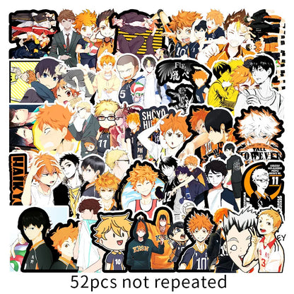 50PCS cartoon volleyball teen graffiti stickers, personalized DIY suitcases, suitcase scooters, waterproof decorative cartoon sticker toys