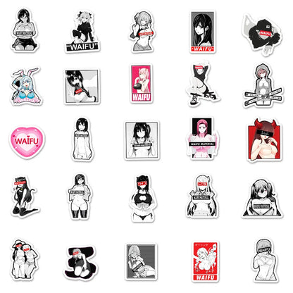 50PCS Anime Sexy Waifu Girl Graffiti Sticker Toy Suitcase Laptop Skateboard Mobile Phone Car Skateboard Sticker