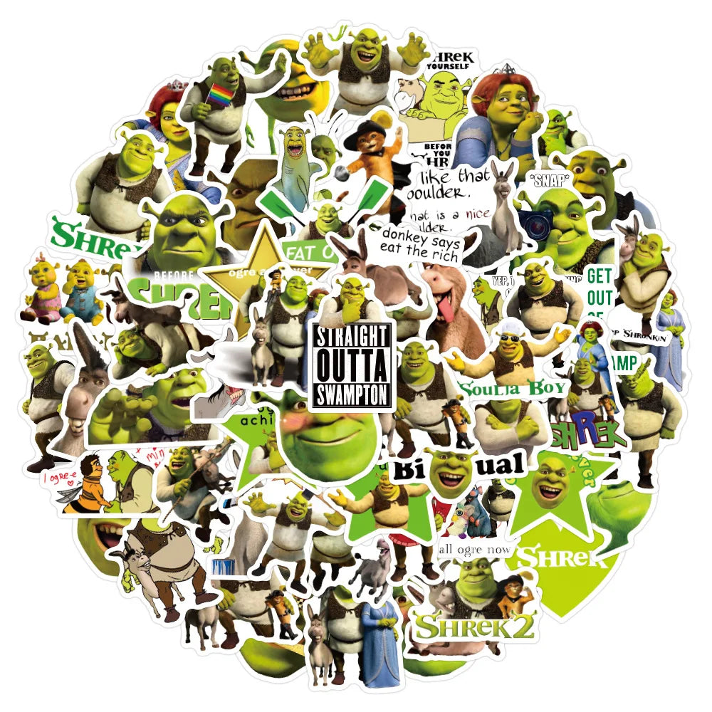 50pcs Cartoon Monster Shrek Graffiti Sticker DIY Suitcase Laptop Suitcase Guitar Star Sticker Waterproof