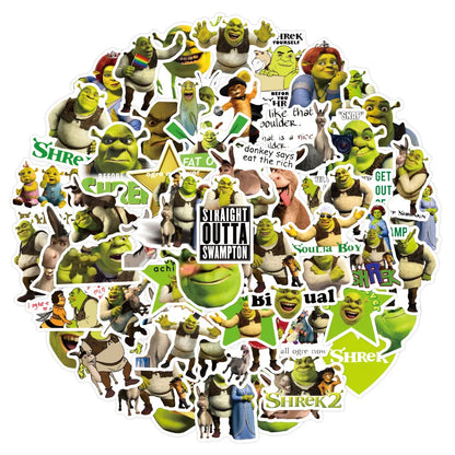 50pcs Cartoon Monster Shrek Graffiti Sticker DIY Suitcase Laptop Suitcase Guitar Star Sticker Waterproof