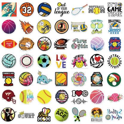 50PCS Cartoon Ball Games Collection Graffiti Waterproof Sticker Trunk Guitar Refrigerator Car  WaterCup