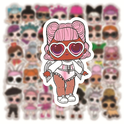 50PCS Cute Surprise Doll Cartoon Graffiti Waterproof Sticker Suitcase Notebook Skateboard Refrigerator Water Cup