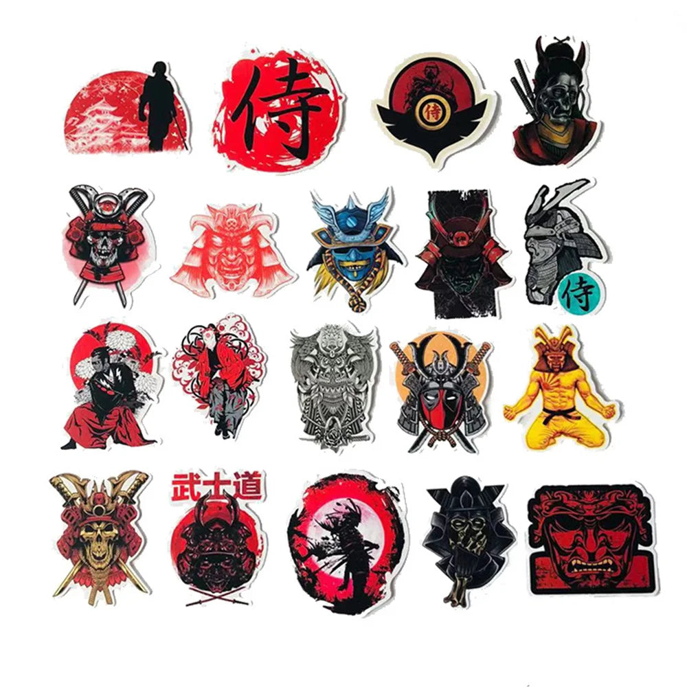 50PCS Cartoon Warrior Retro Luggage Trolley Suitcase Doodle Sticker Notebook Helmet Sticker