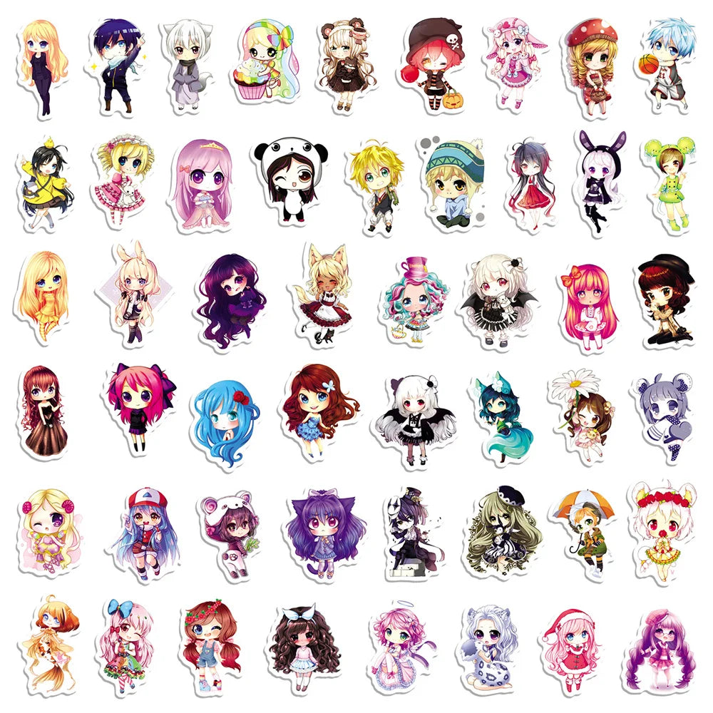 50PCS Cartoon Korean Cute Doll Graffiti Waterproof Sticker Suitcase Notebook Refrigerator SkateboardStationeryBox