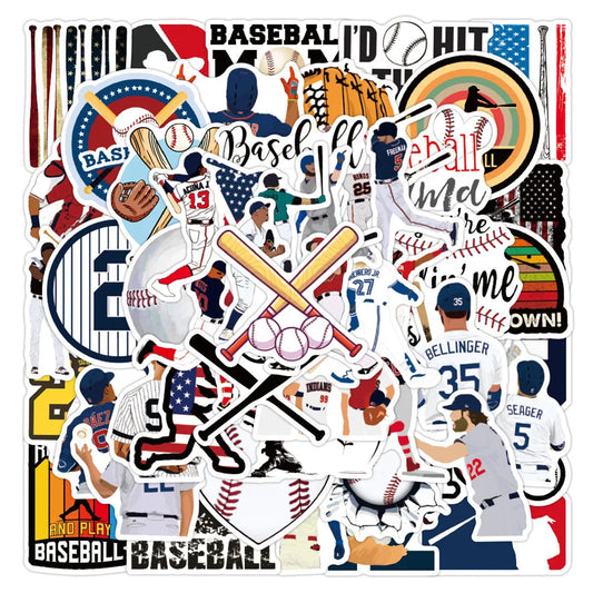 50PCS cartoon sports baseball graffiti stickers, suitable for notebook, suitcase, planner, decorative graffiti, waterproof sticker toys