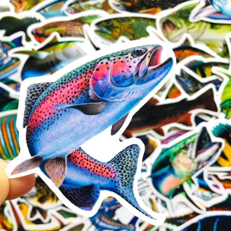 50PCS outdoor fishing sea fishing suitcase helmet notebook waterproof sticker decorative graffiti