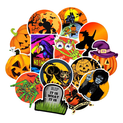 50 pieces of horror creative Halloween graffiti stickers, personalized DIY laptop water cup refrigerator phone case waterproof decorative sticker toys