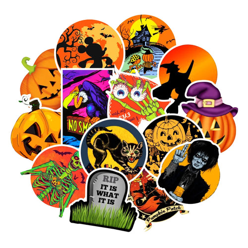 50 pieces of horror creative Halloween graffiti stickers, personalized DIY laptop water cup refrigerator phone case waterproof decorative sticker toys