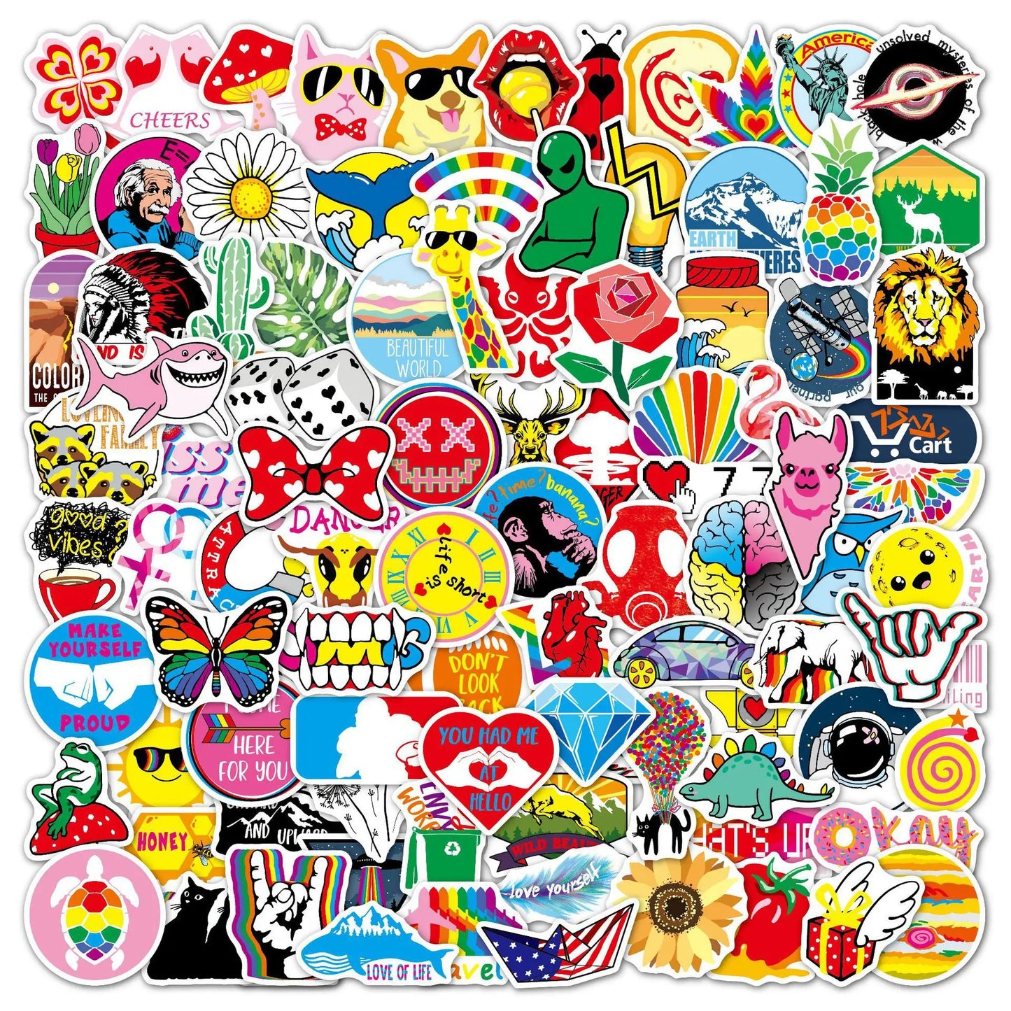 100PCS Cartoon Personality Fun Skateboard Tide Brand Trolley Case Bike Scooter Water Cup Waterproof Sticker