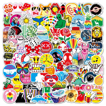 100PCS Cartoon Personality Fun Skateboard Tide Brand Trolley Case Bike Scooter Water Cup Waterproof Sticker