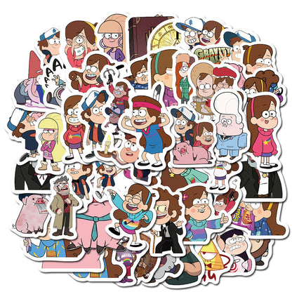 50PCS Adorable Cartoon Whimsical Town Characters Pattern Doodle Stickers Perfect for Suitcases, Laptops, Skateboards, Water Bottles, Pencil Cases Exquisite DIY Desktop Decorations & Journal Stickers