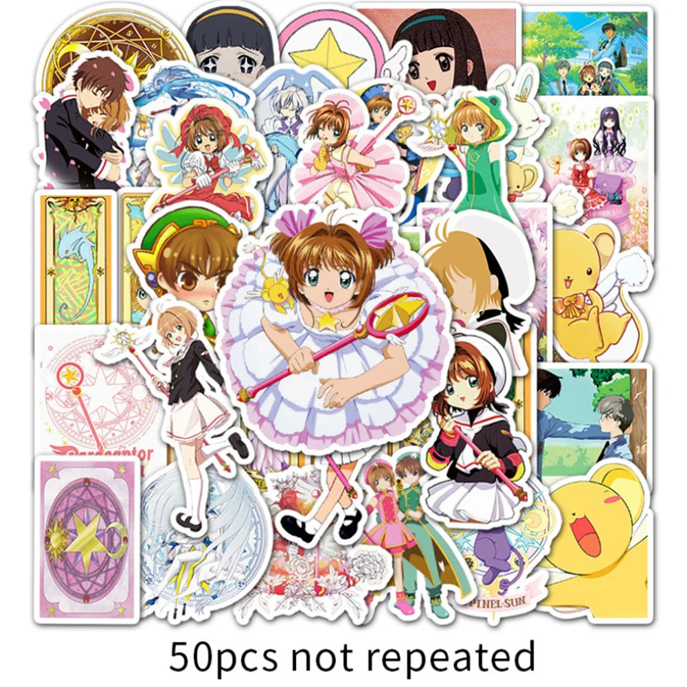 50 pieces of anime and cute Sakura graffiti stickers, personalized suitcases, notebooks, handbooks, computer decorations, waterproof sticker toys