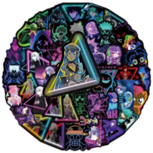 50PCS Hot Anime Mix Creative Cool Personality Neon Sticker Sticker/My Hero Academy/Mobile Cartoon Sticker