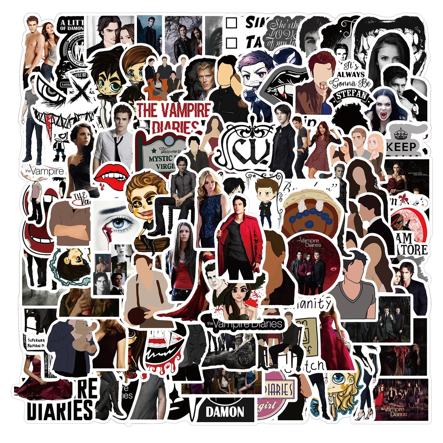50PCS TV Series Vampire Diaries Character Graffiti Waterproof Sticker Suitcase Notebook Stationery Box Water Cup