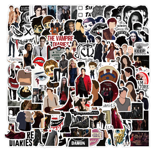 50PCS TV Series Vampire Diaries Character Graffiti Waterproof Sticker Suitcase Notebook Stationery Box Water Cup