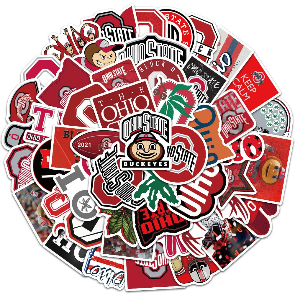 50PCS Ohio State University Personalized Decoration Graffiti Waterproof Sticker Notebook Refrigerator Skateboard