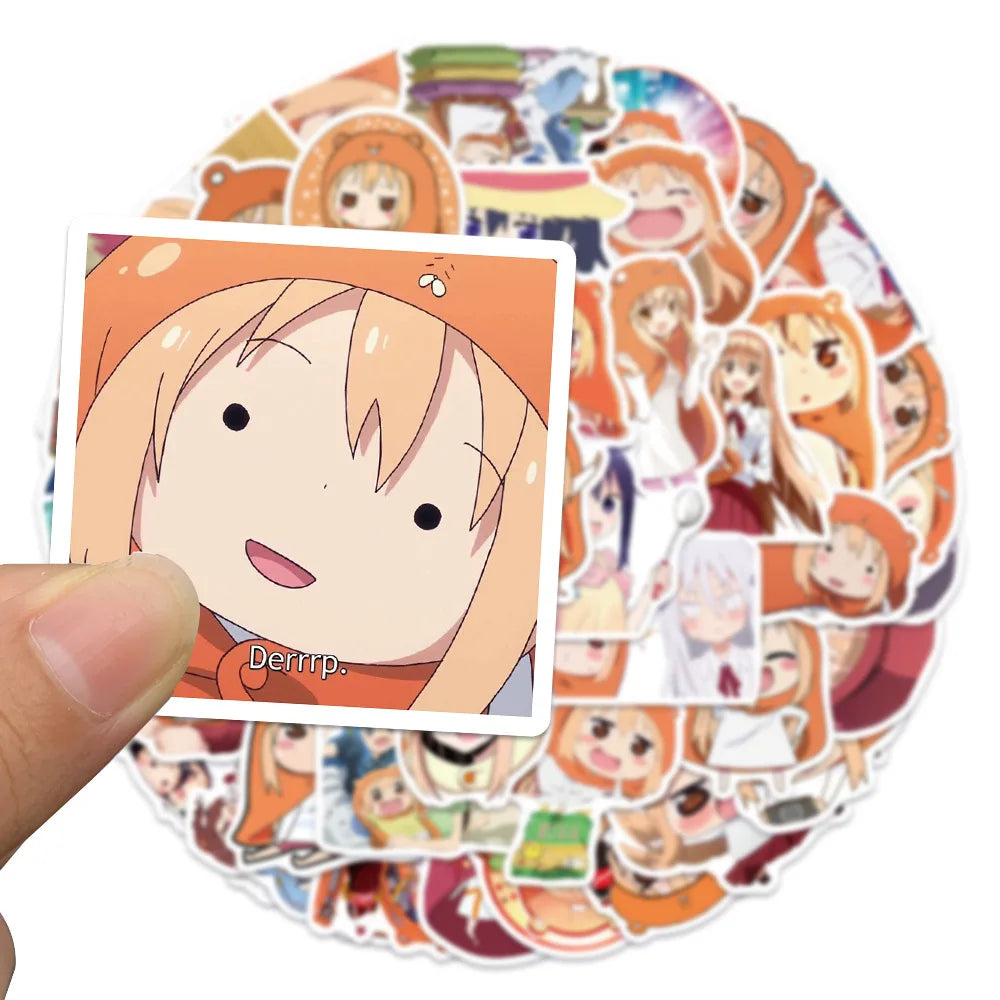 50PCS of cute cartoon and Japanese anime character doodle stickers in the style of the "sister-in-law Komori", personalized, fashionable and creative DIY exquisite decorative decal cups, helmets, and popular skateboard sticker toys