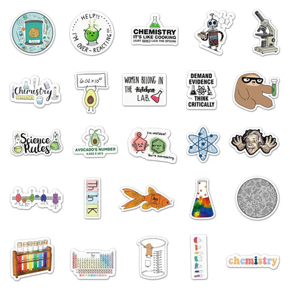 50PCS Chemistry Laboratory Formula Personality Skateboard Trolley Case Bike Scooter Water Cup Waterproof Sticker