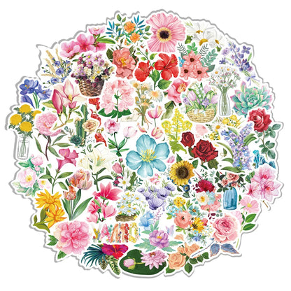 50PCS Flowers Plant Graffiti Laptop Guitar Motorcycle Luggage Skateboard Bike Waterproof Sticker