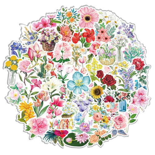 50PCS Flowers Plant Graffiti Laptop Guitar Motorcycle Luggage Skateboard Bike Waterproof Sticker