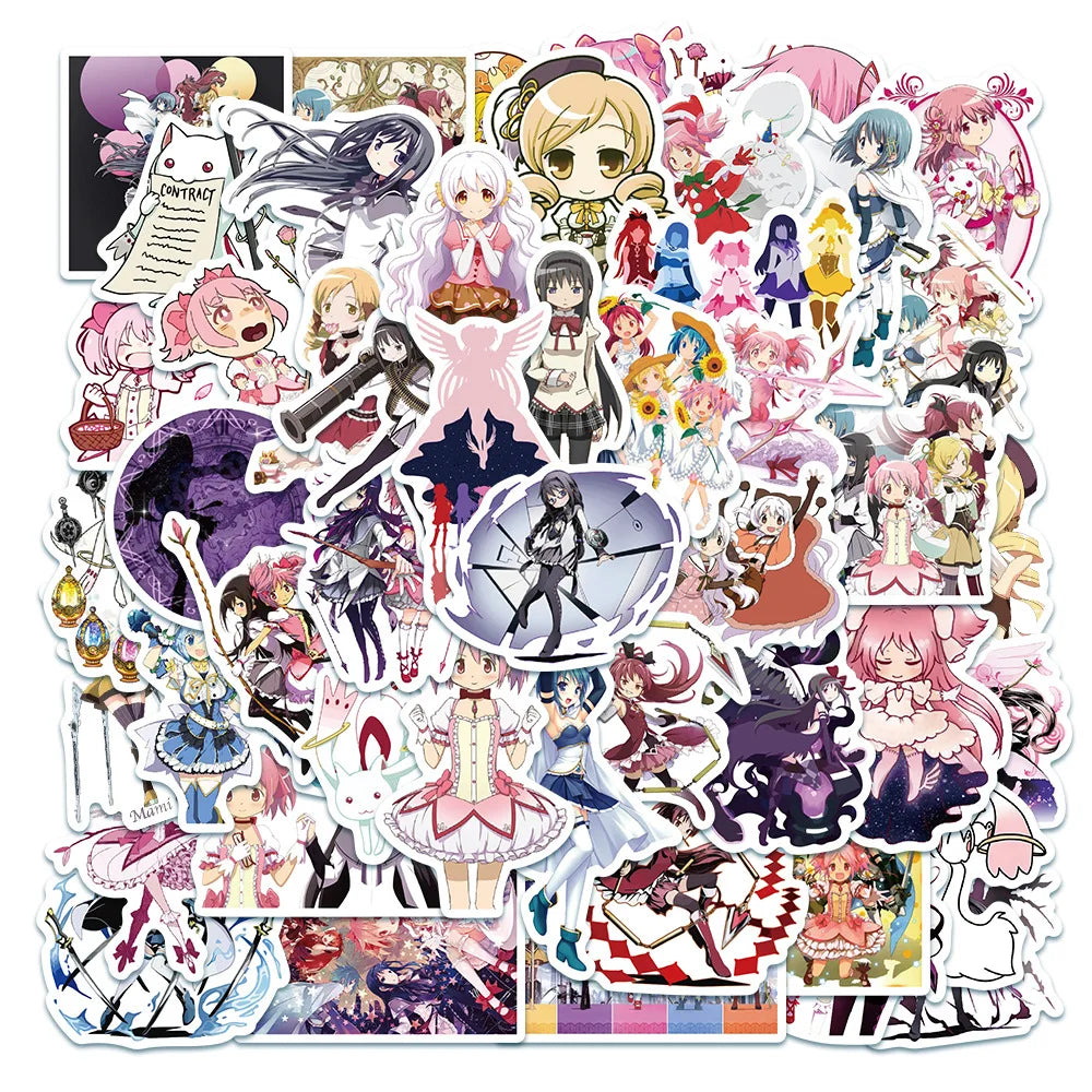 50PCS cartoon animation Magic Girl Little Round decorative style graffiti stickers, personalized, fashionable and creative trend DIY exquisite decorative decal cups, helmets, skateboard popular sticker toys