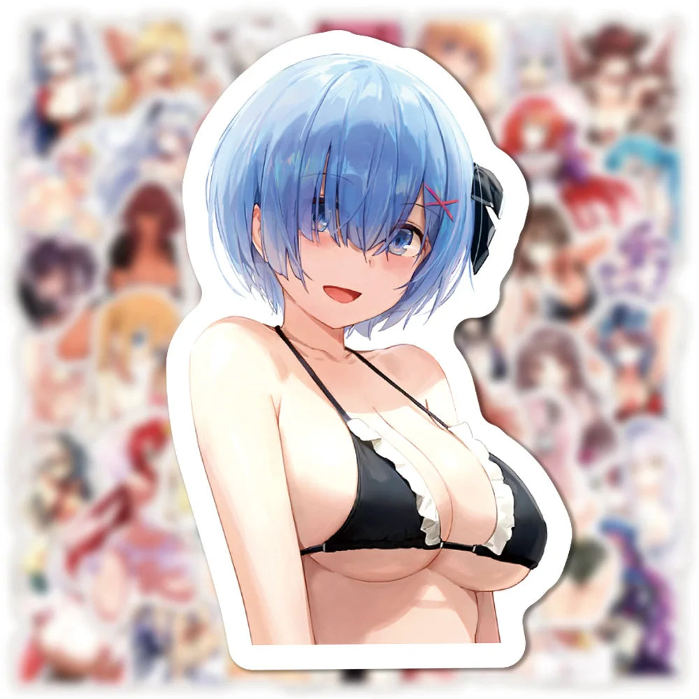 50PCS Anime Two-dimensional Sexy Girl Sticker DIY Laptop Skateboard Mobile Phone Decoration Gift Toy Sticker