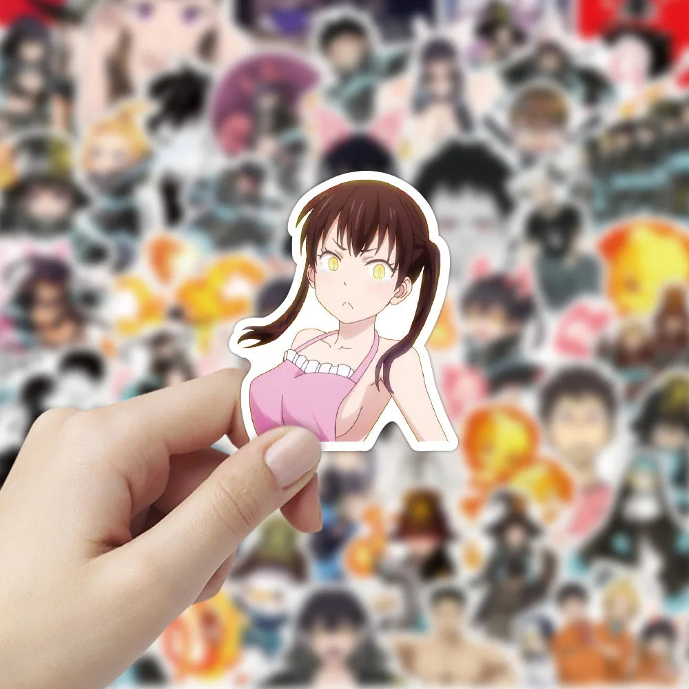 50PCS Flame Fire Brigade Graffiti Sticker Waterproof Luggage Laptop Scooter Refrigerator Water Cup Sticker