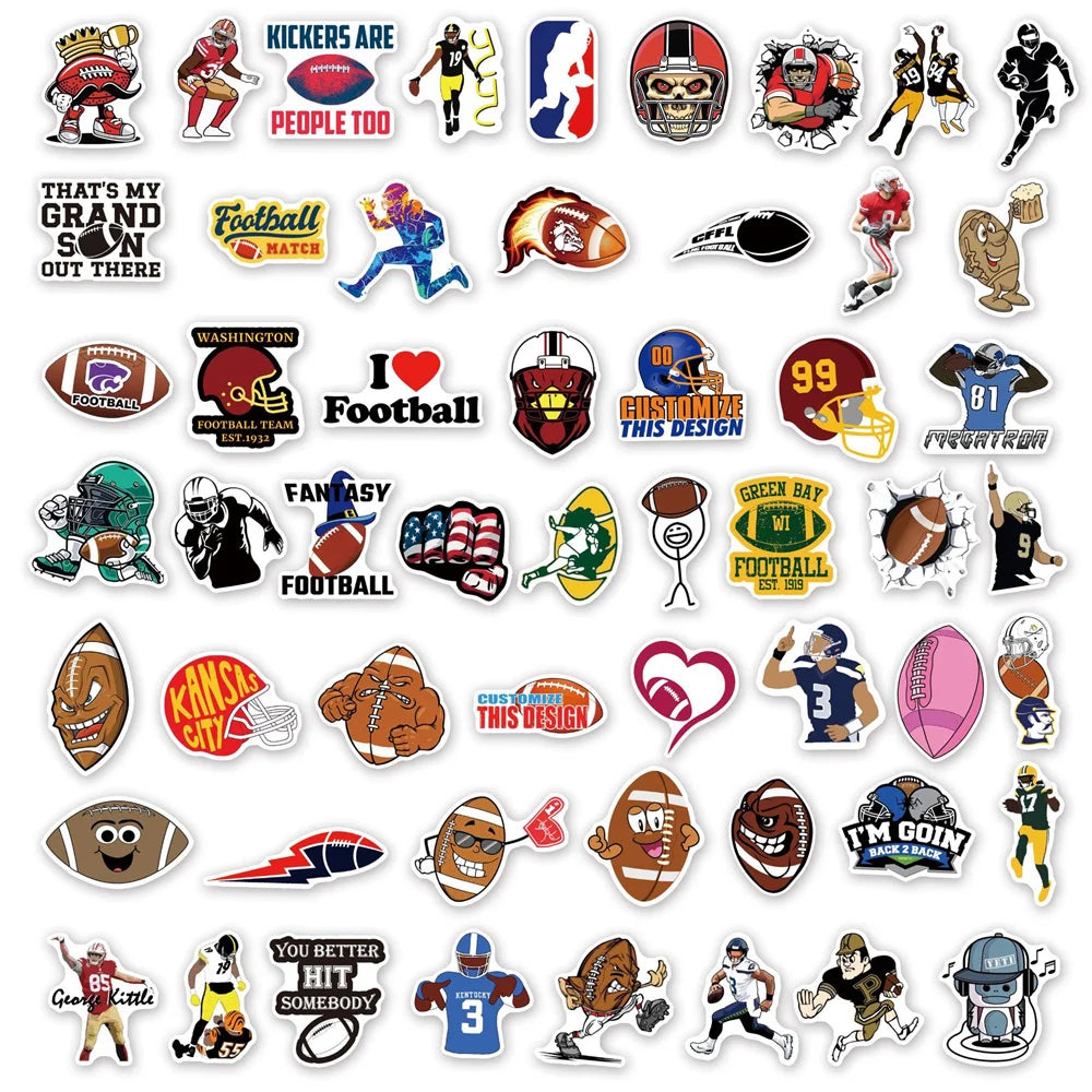 50PCS Football Cartoon Personalized Graffiti Sticker Suitcase Guitar Car Helmet Computer Refrigerator Waterproof