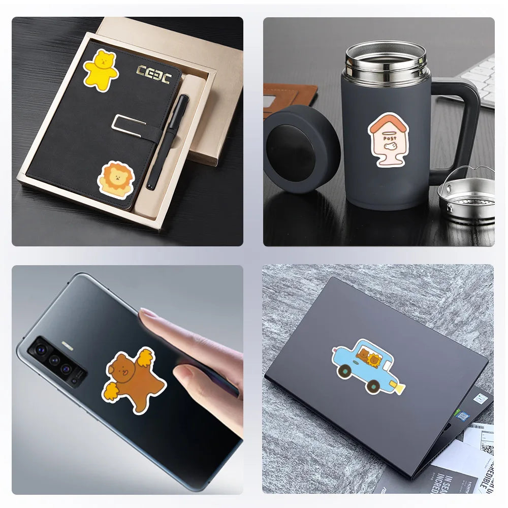50 pieces of cute cartoon bear decorative style graffiti stickers, personalized, fashionable and creative DIY exquisite decorative decal cups, helmets, skateboard popular sticker toys