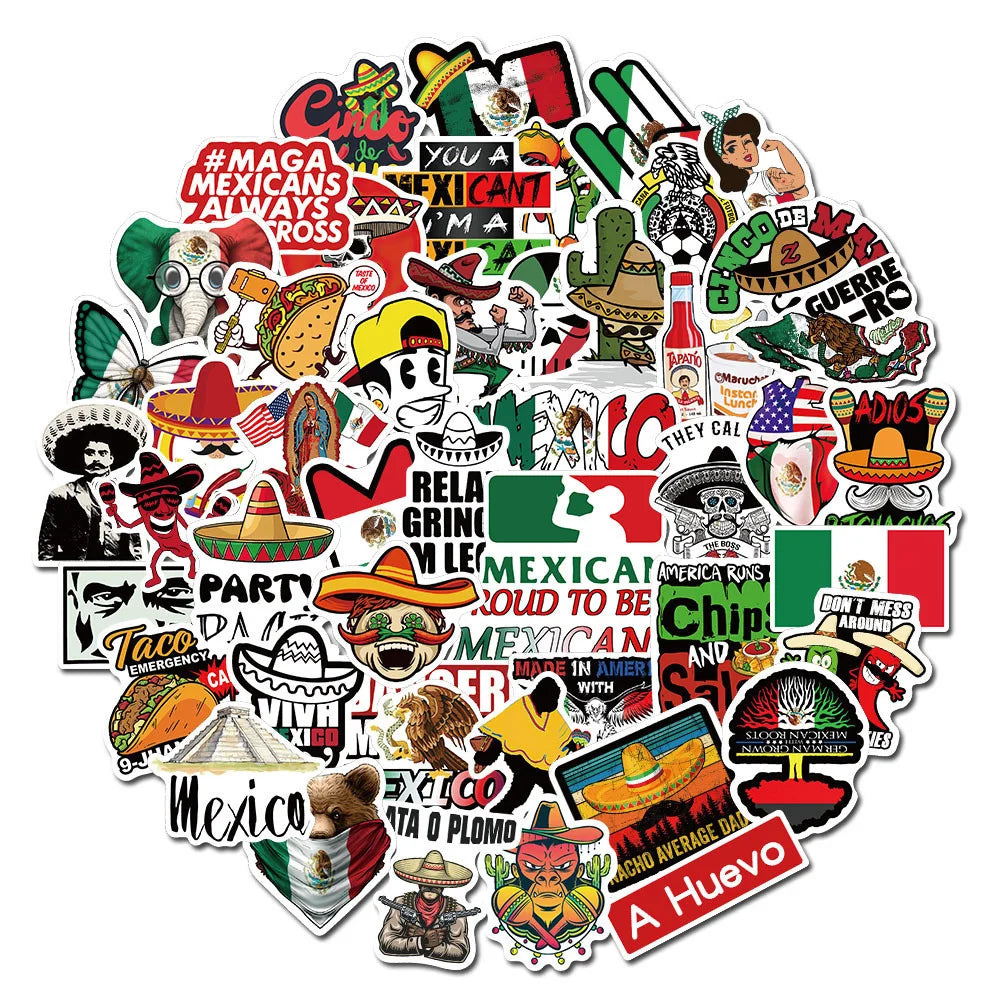 50PCS Mexican Style Personalized Graffiti Laptop Luggage Guitar Toy Decoration Sticker