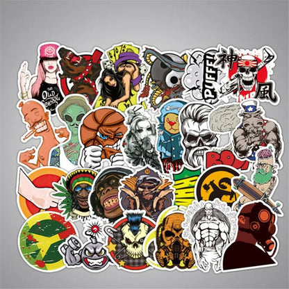 50 PCS hip-hop rock skull boy toy cartoon suitcase graffiti car phone skateboard helmet personality sticker