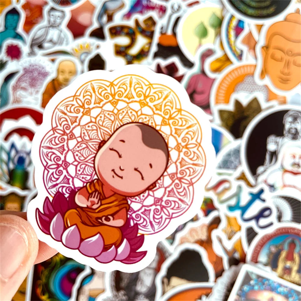 50PCS Good Luck Sticker Buddhist Faith Bless Notebook Graffiti Trolley Case Bike Scooter Waterproof Sticker