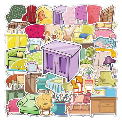 50PCS furniture graffiti stickers cartoon small fresh ins wind stickers DIY skateboard water cup luggage stickers
