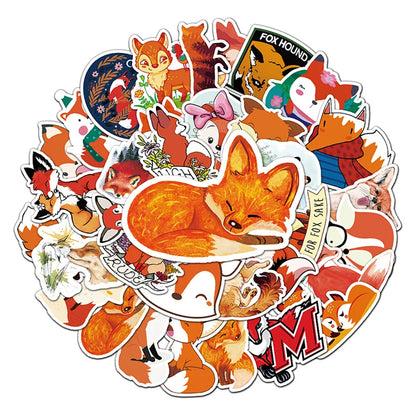 50PCS Cunning Fox Cute Cartoon Personality DIY Decorative Sticker Trunk Refrigerator Car Creative Sticker