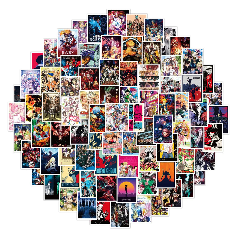 50PCS Mixed Anime Creative Graffiti Hero Academy Jujutsu Kaisen Demon Slayer Scrapbook Guitar Suitcase Sticker