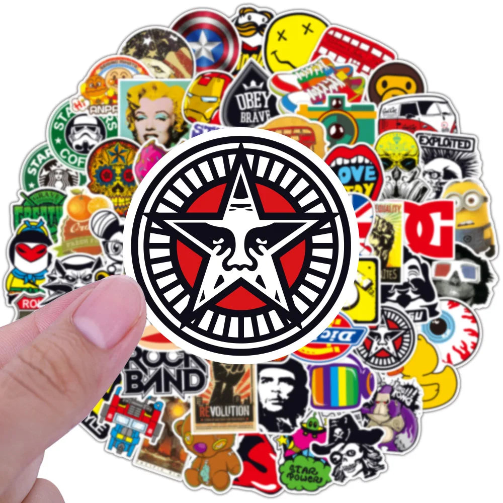 100PCS Latest Fashion Brand Logo Graffiti Stickers Waterproof Suitcase Guitar Toy Decoration Stickers