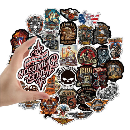 50PCS Retro Motorcycle Theme Decoration Sticker Laptop Guitar Luggage Skateboard Bike Waterproof Sticker