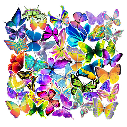 50PCS cartoon color symphony butterfly graffiti stickers, personalized DIY skateboard guitar graffiti diary suitcase decoration waterproof sticker toys