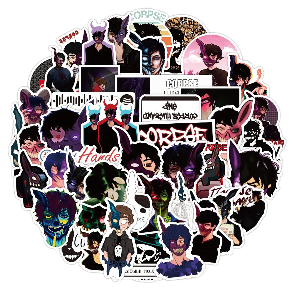 50PCS Horror Personality Graffiti Sticker Waterproof Luggage Laptop Scooter Refrigerator Water Cup Sticker