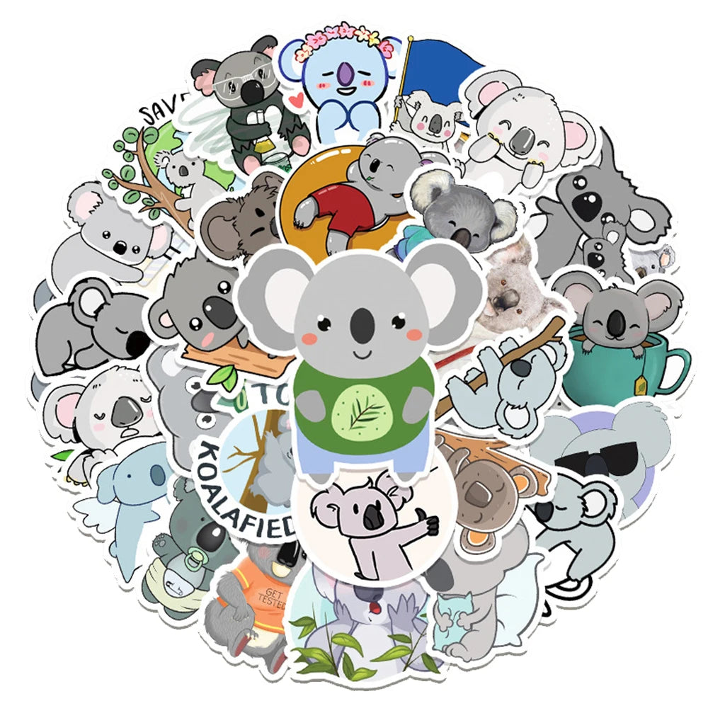 50PCS Cute Koala Graffiti Sticker Personality DIY Decoration Suitcase Skateboard PVC Removable Sticker